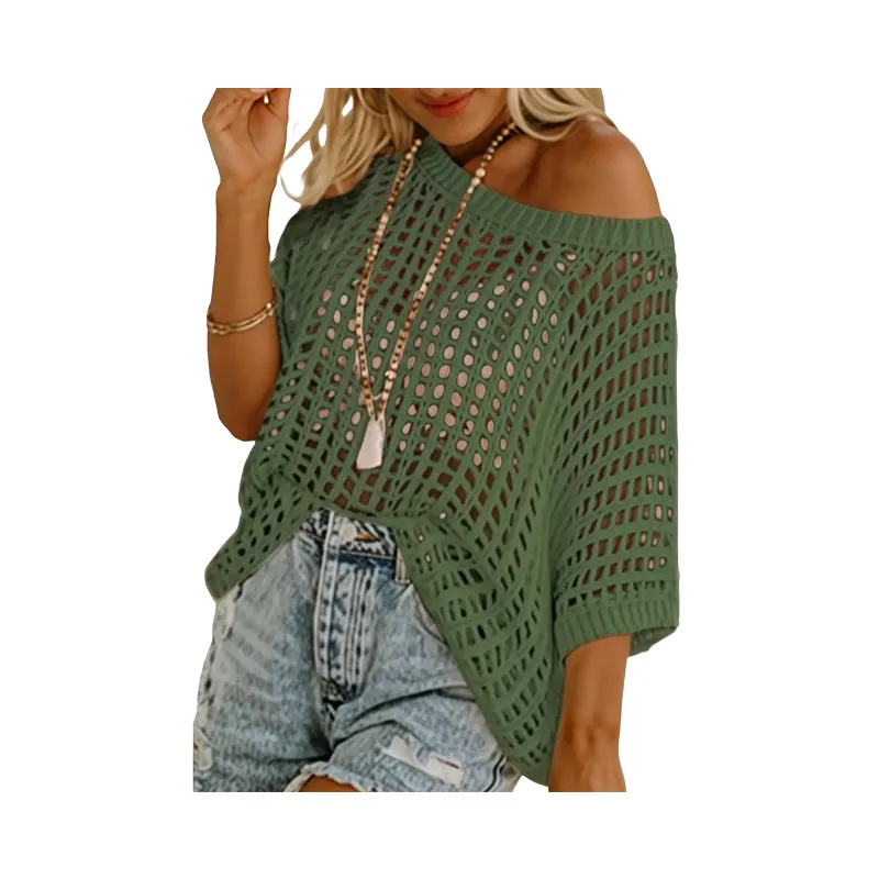 Women's Crochet Hollow-Out Beach Cover-Up & Casual Top