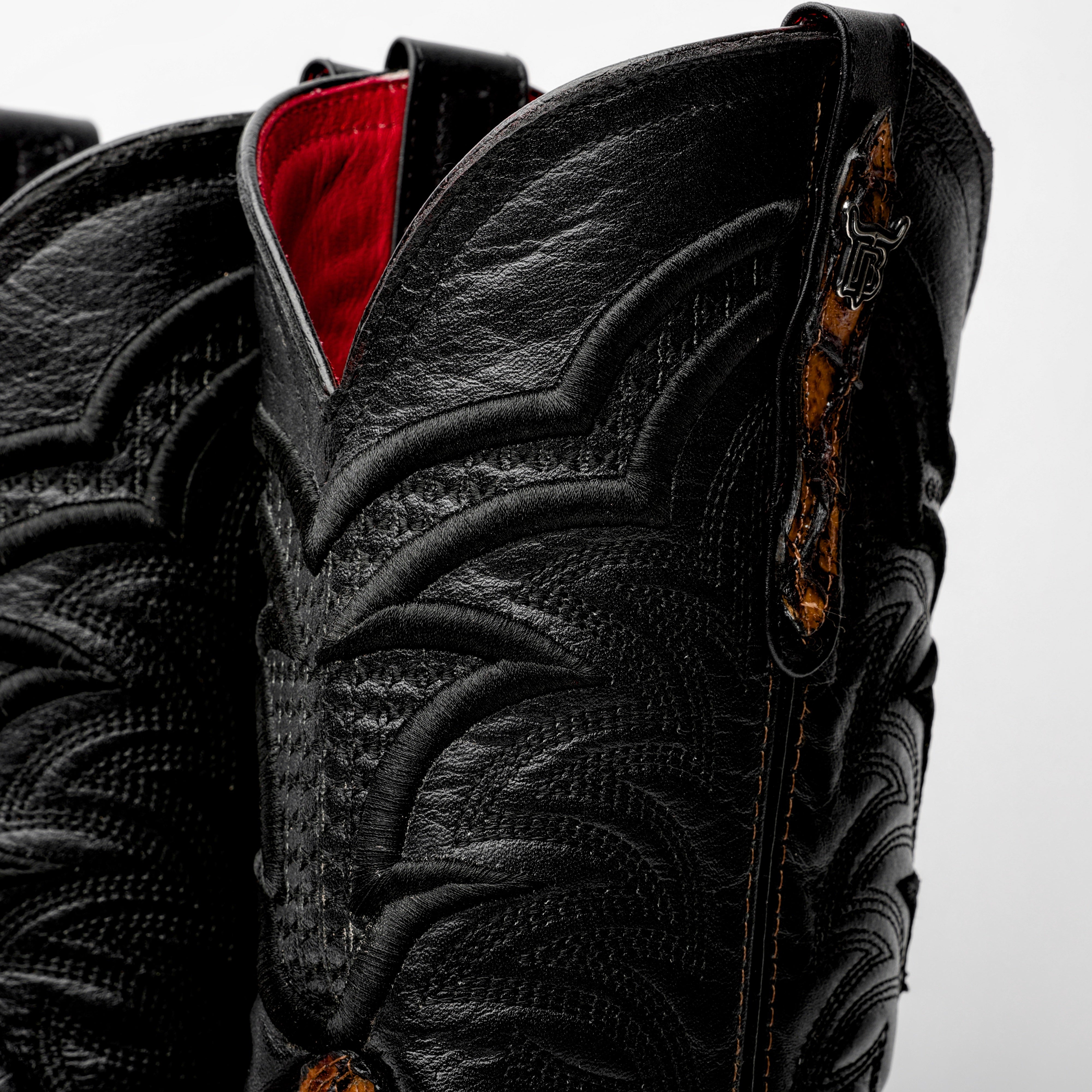 Honey Cognac Mini Pirarucu Leather Boots - Square Toe