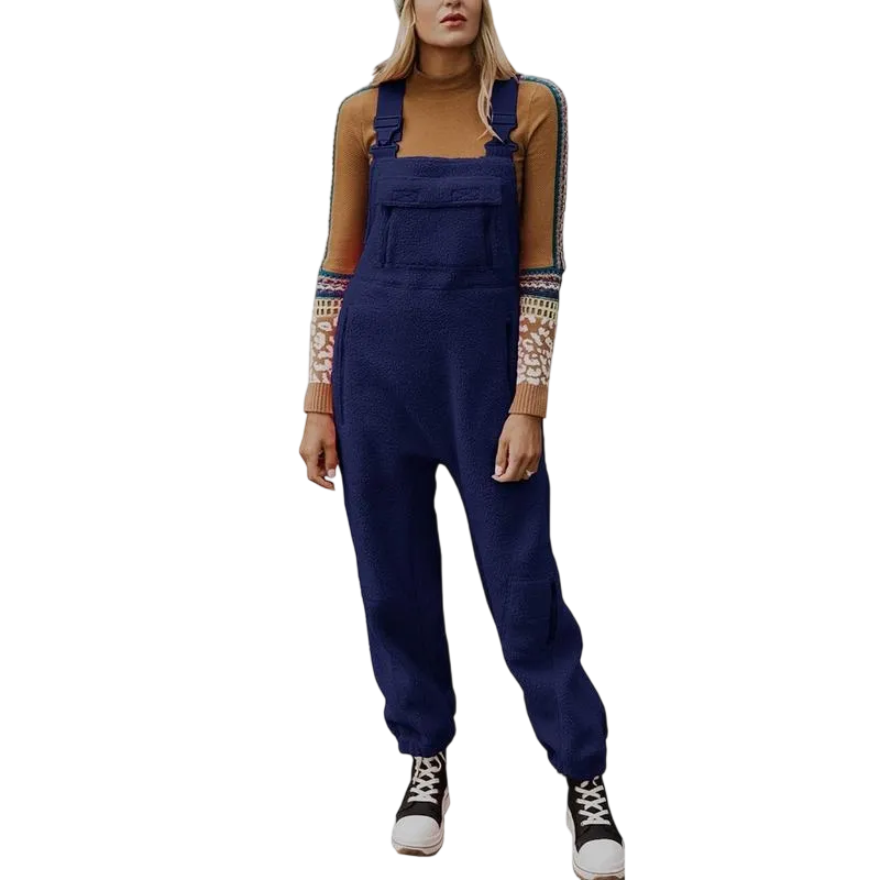 Women's Fleece Warm Overalls Winter Loose