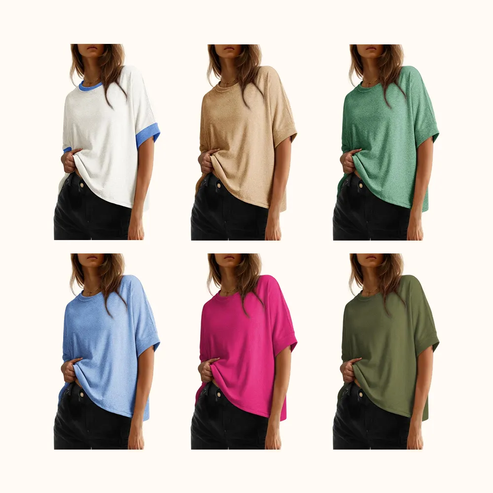 Women's Tops for Women 2026 Loose Oversized Basic Tee Comfortable Soft Fabric Flattering Fit - Womenswear