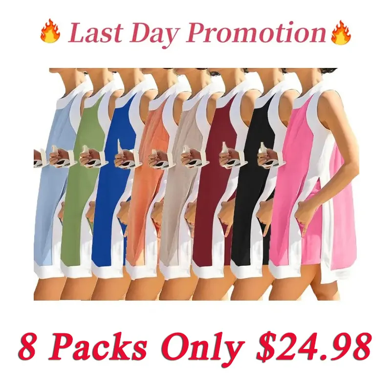 Women's Casual Two Piece Sets Color Block Crewneck Matching Shorts