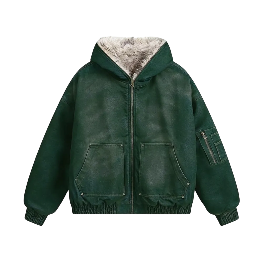 Hooded Zippered Flight Jacket