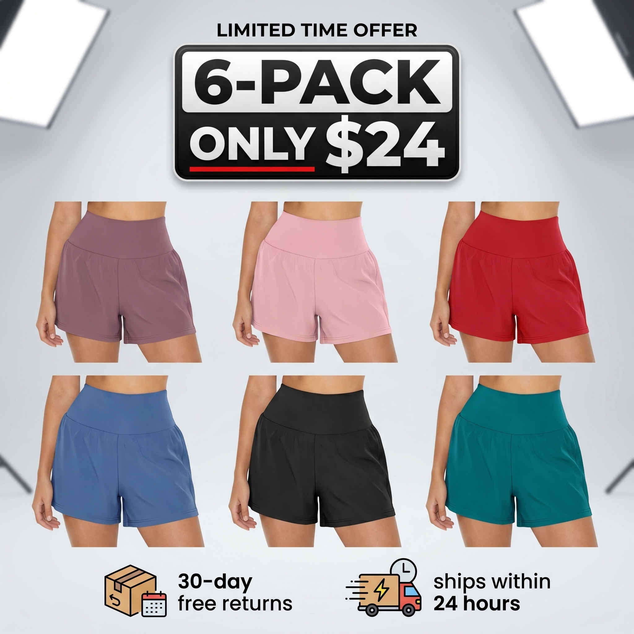 Super High Waisted Back Pocket & Side Hidden Pocket 2-in-1 Yoga Shorts 3