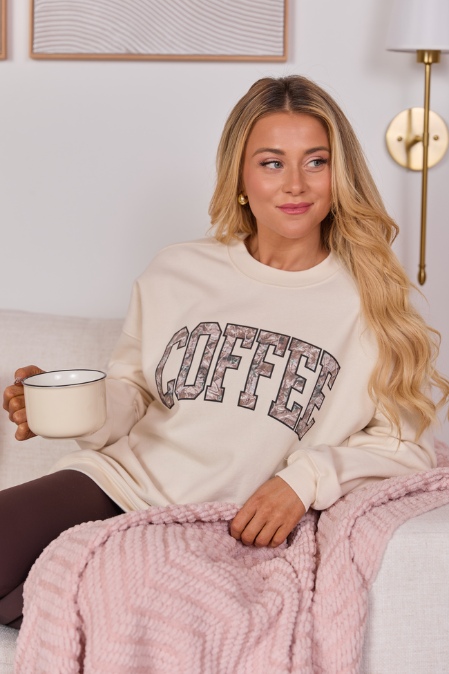 Coffee Camo Cream Graphic Sweatshirt