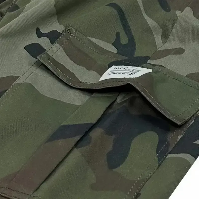 Camouflage Twill Pocket Shorts Three-Piece Set Men's Casual Khaki Green Black Trousers Suitable For Daily Wear