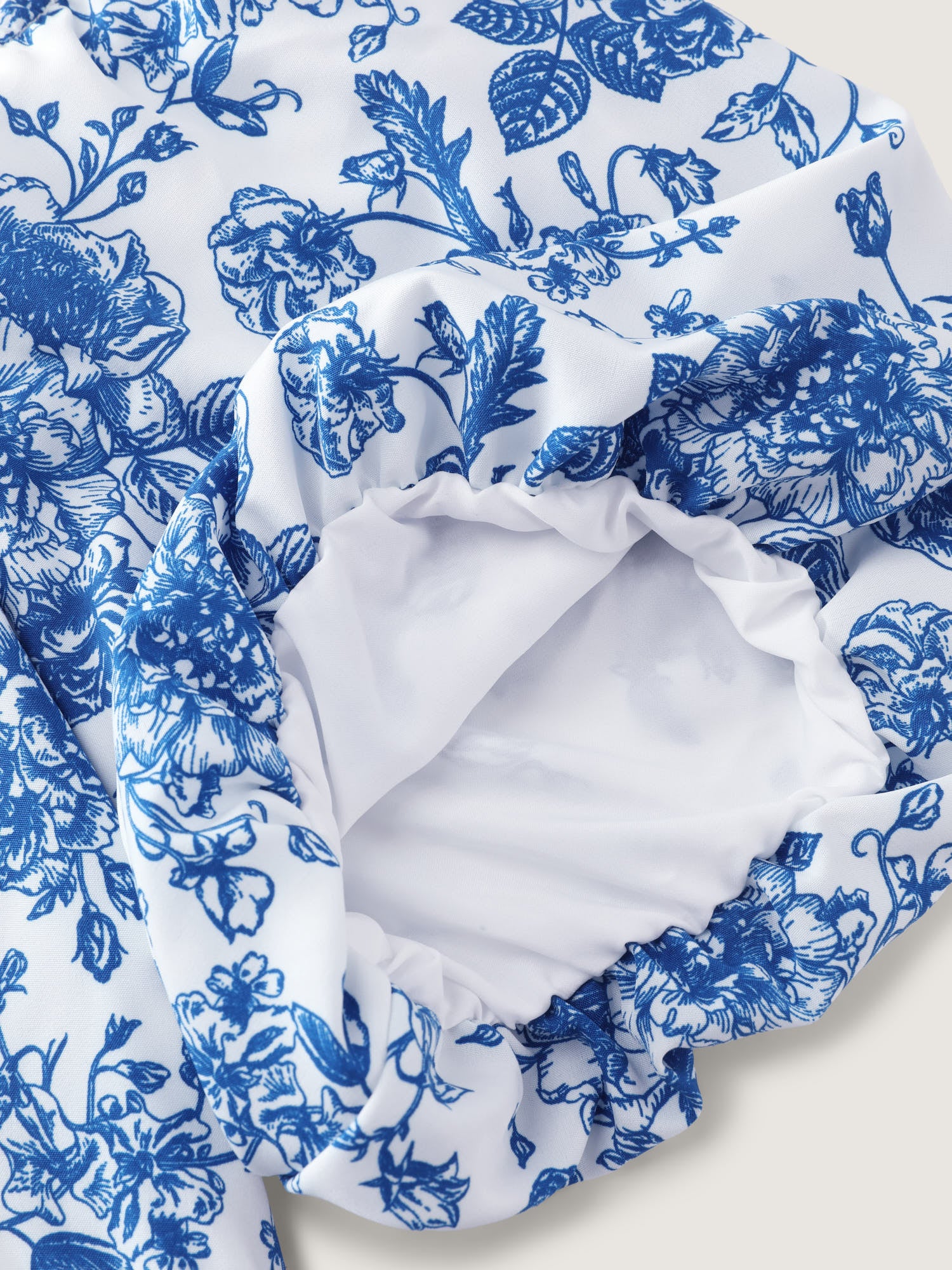 Floral Print Shirred Bodice Drawstring Mini Dress