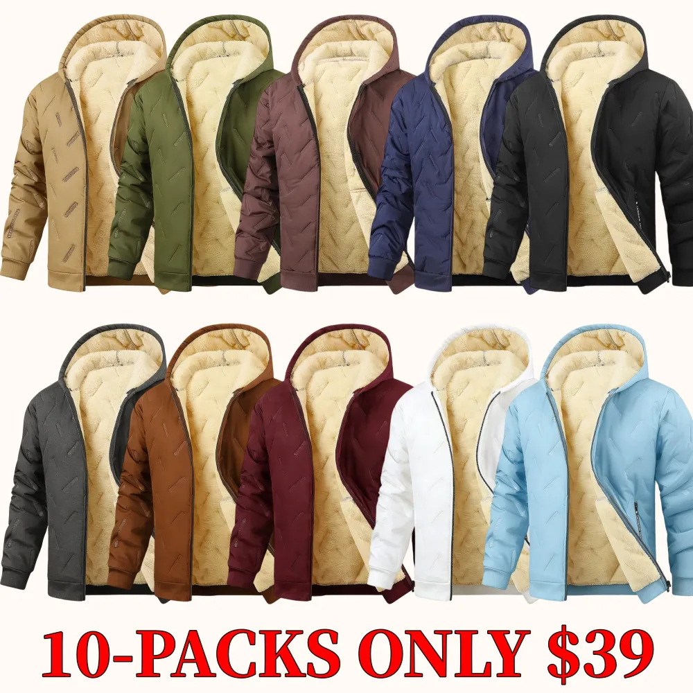 Men's autumn/winter fleece hooded jacket