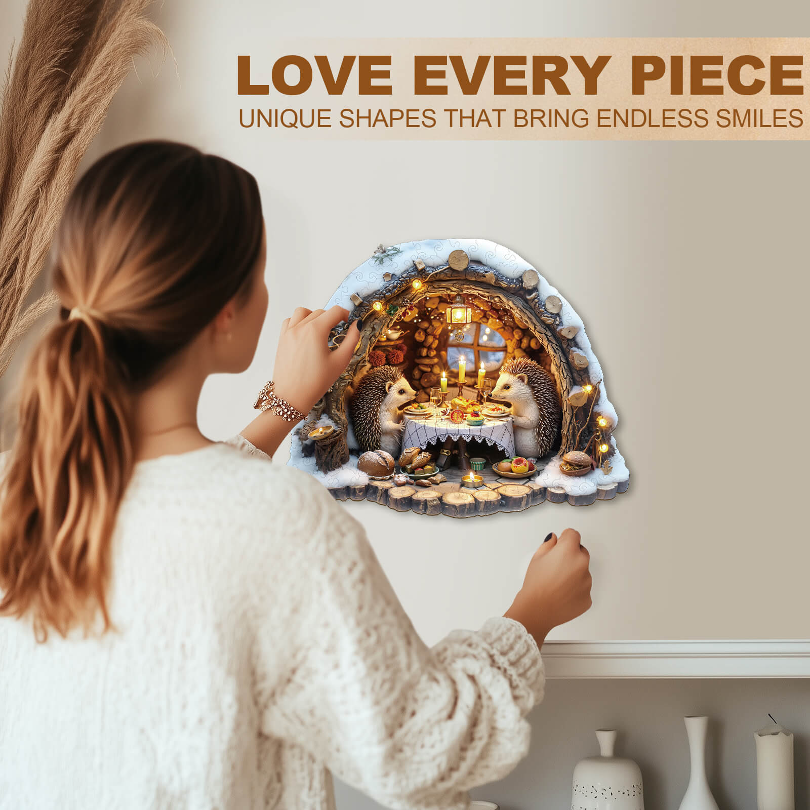 Cozy Hedgehog Hideaway Wooden Jigsaw Puzzle