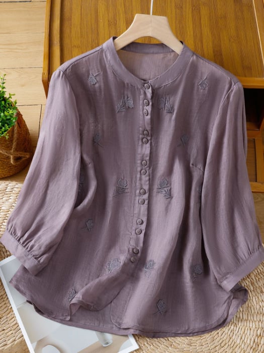 Women Embroidered Cotton Linen Tops- Fast Shipping