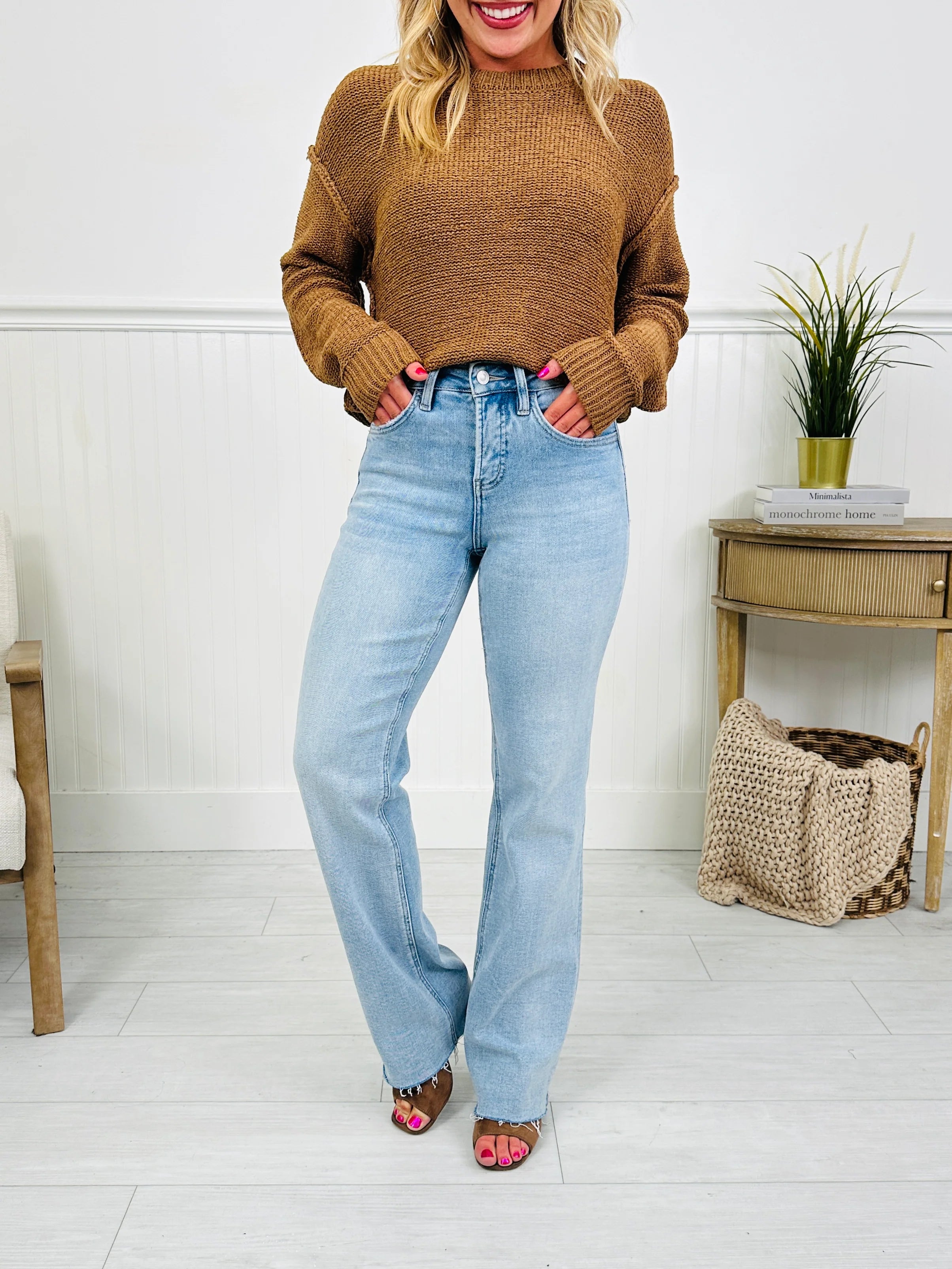 Feeling Brand New Slim Wide Leg Tummy Control Jeans