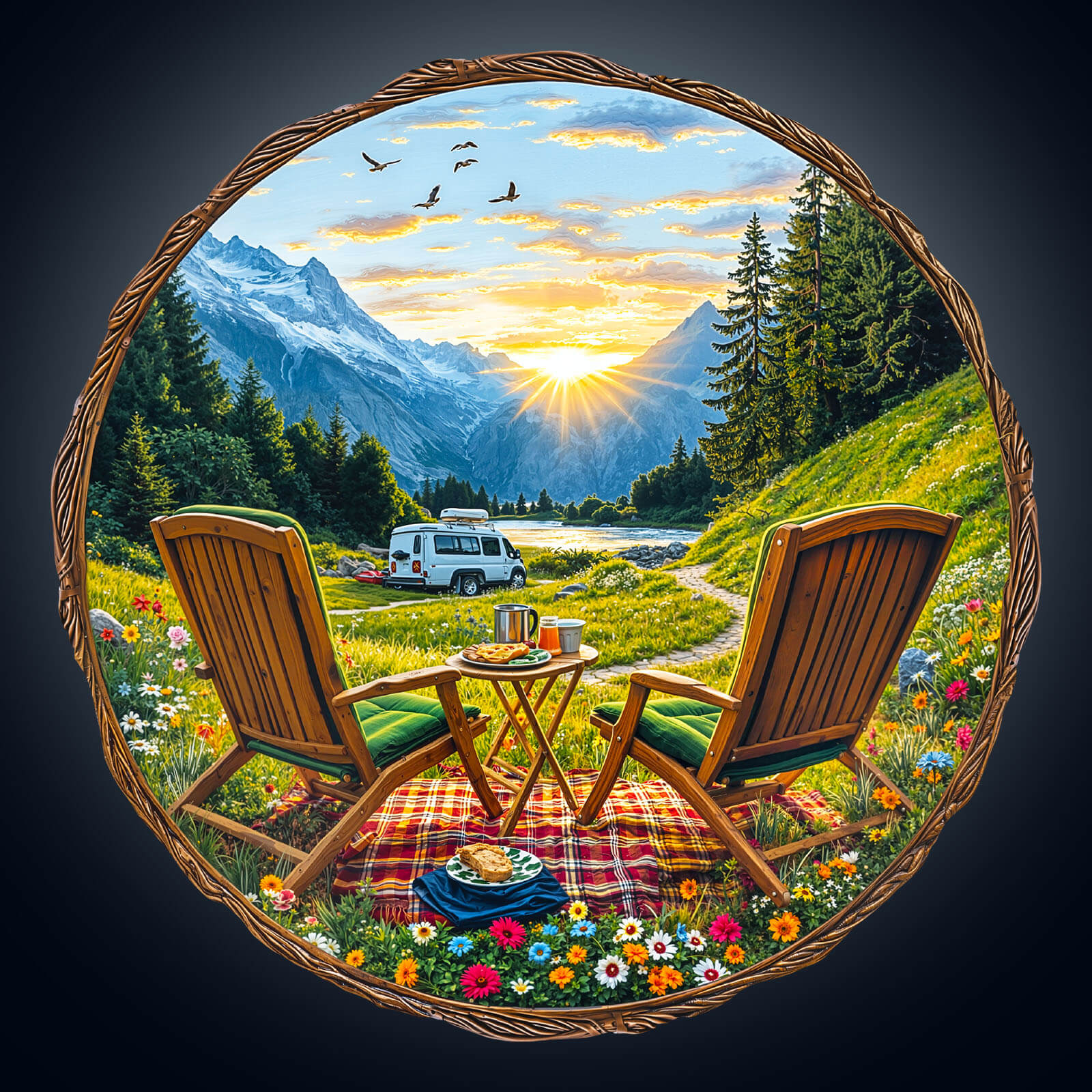 Travel in the mountains Wooden Jigsaw Puzzle