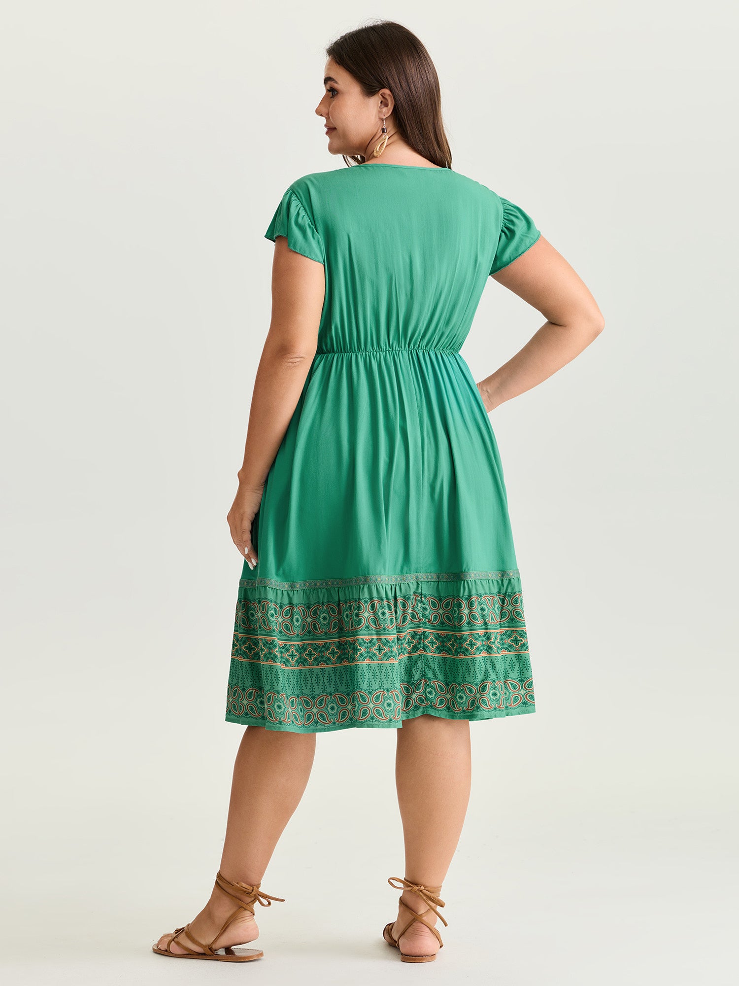 Boho Print Ruffled Sleeve Mini Dress