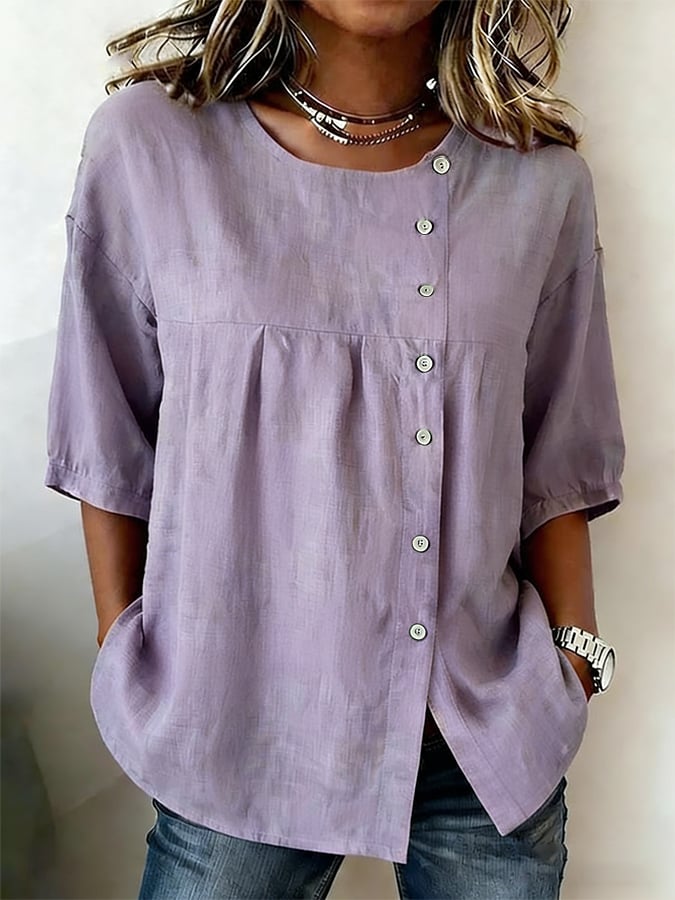 Women's Casual Retro Cotton Linen Button-Up Shirt- Fast Shipping
