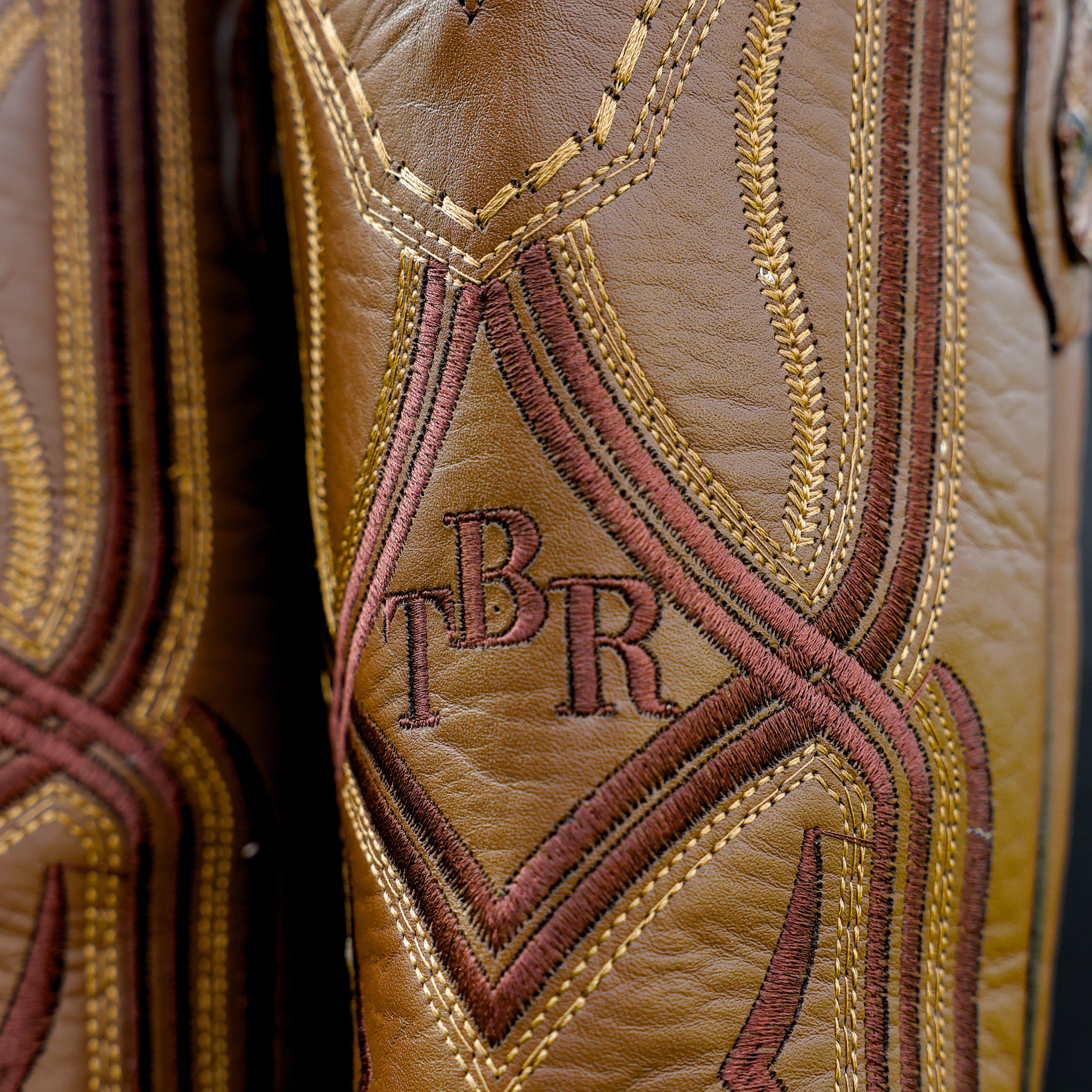 Honey Caiman Hornback Leather Boots - Square Toe