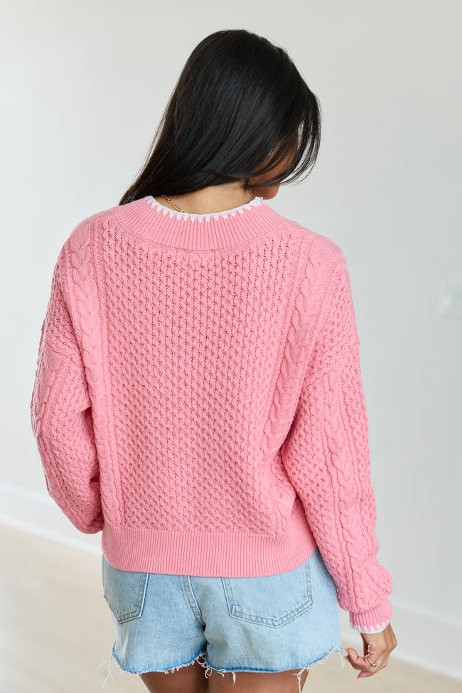 Justice Stitch Trim V-Neck Sweater
