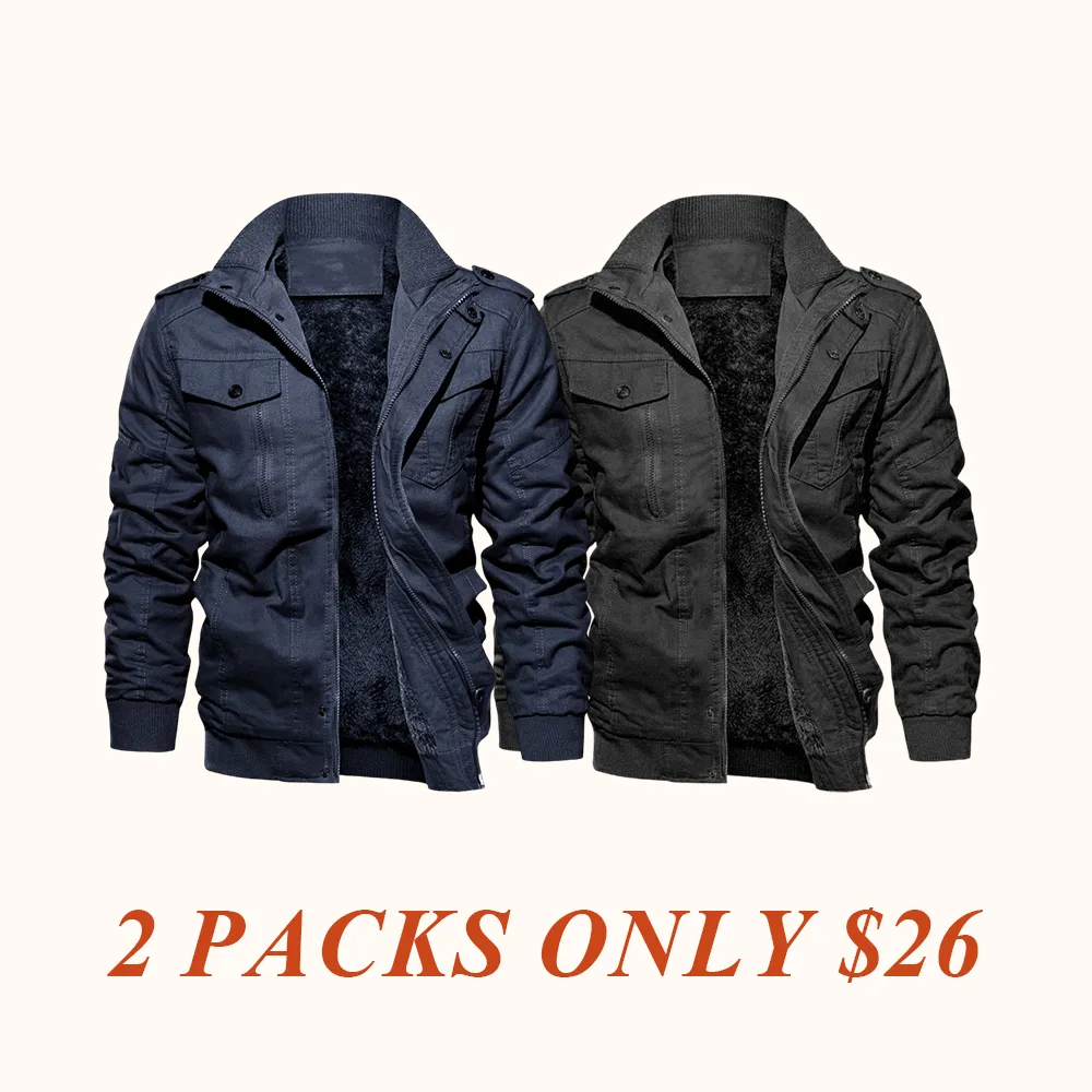 Men's Regular Fit Solid Pocket Zipper Thermal Lined Jacket