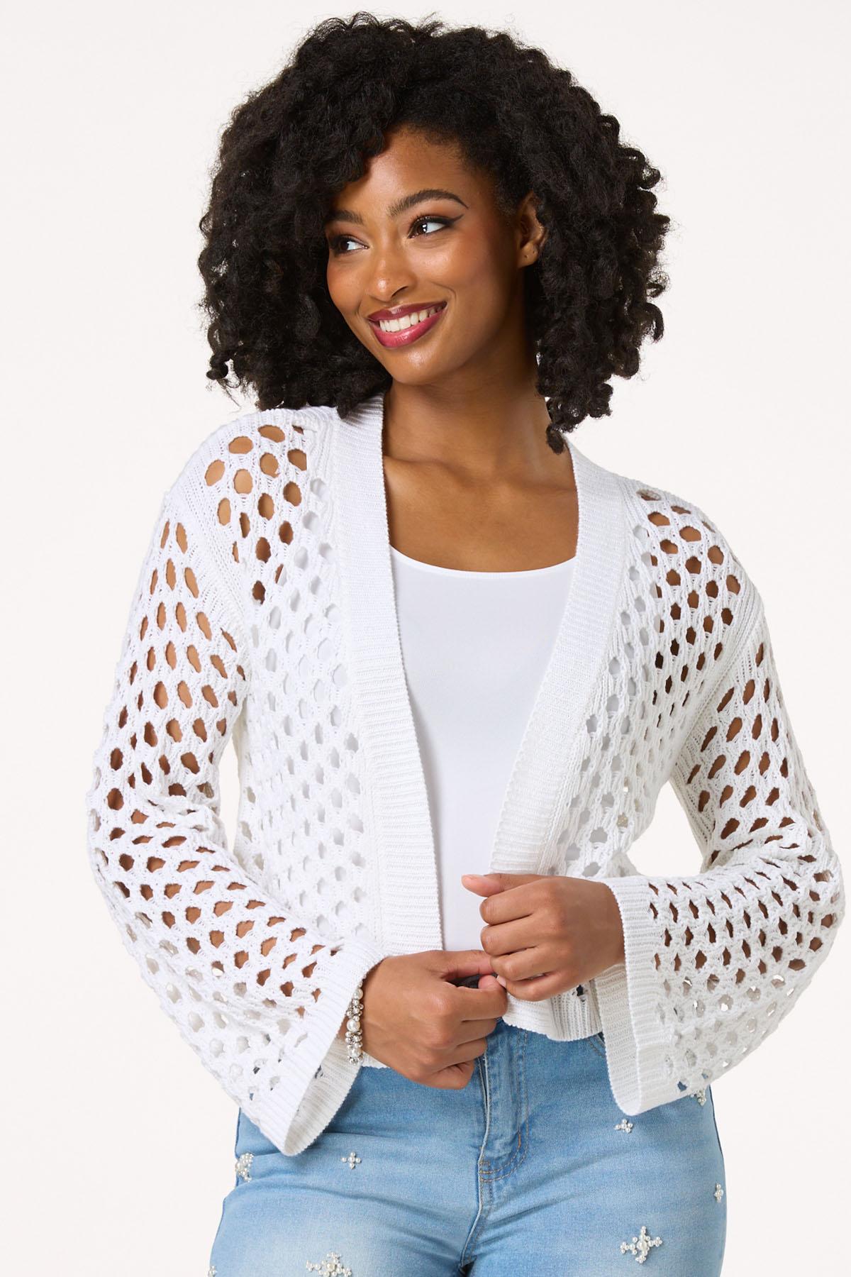Open Stitch Cardigan Sweater