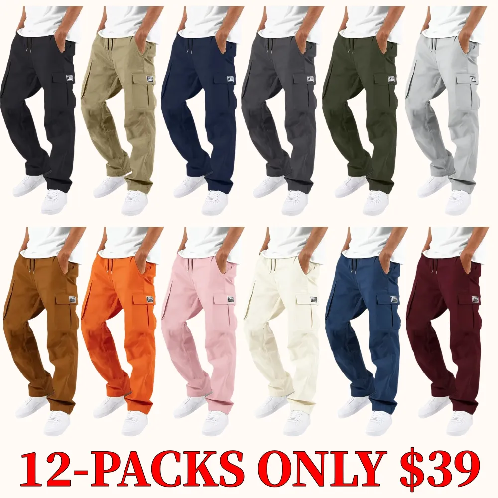 Men's stylish and simple cargo pants with side patch pockets