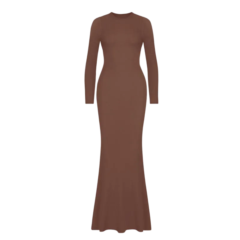 Women's Sexy Round Neck Mermaid Hem Long Home Dress