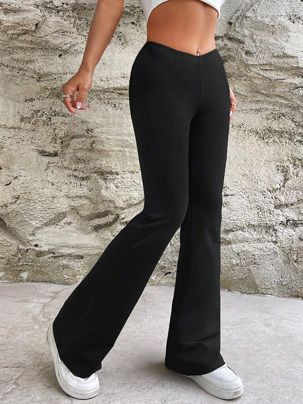Solid Color High Waisted Wide Leg Trousers Pants