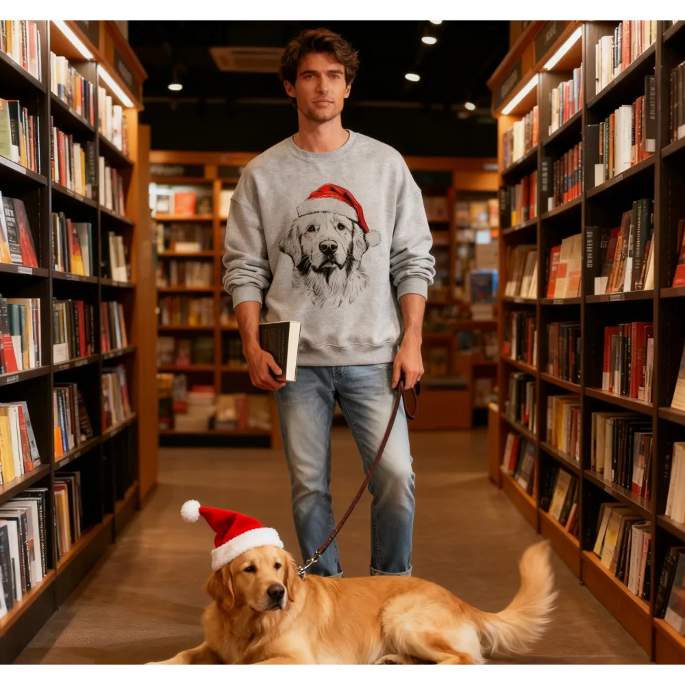 50 Dog Breeds Santa Hat Gildan Christmas Unisex Pullover