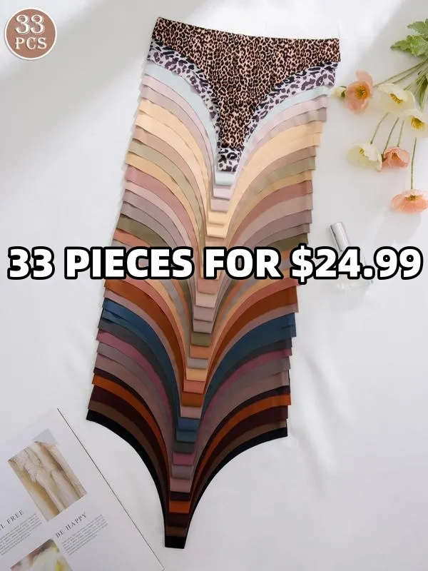 Women's Solid Color & Leopard Print Seamless Thong (Less than $1 each!)
