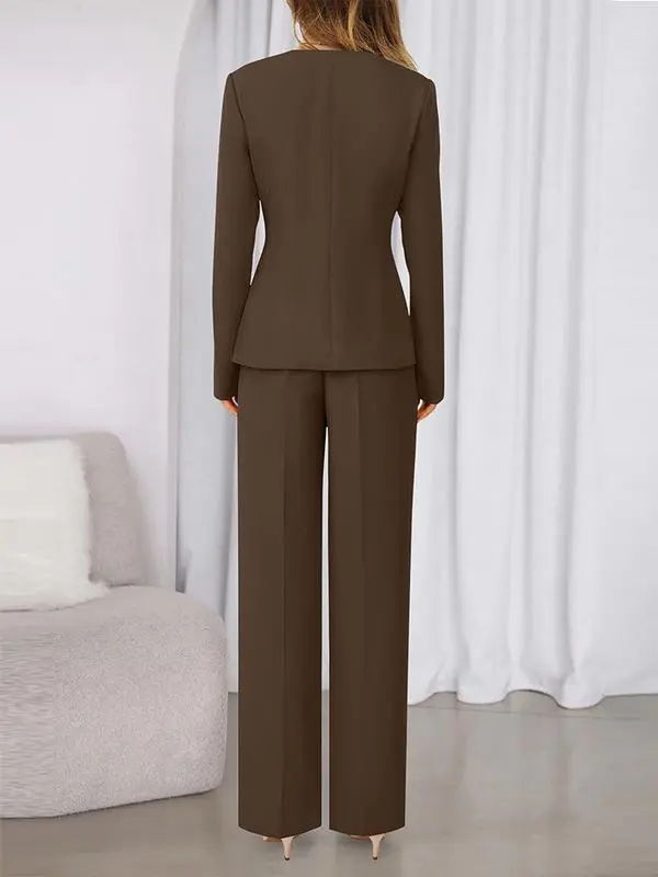 Two-Piece Set for Women Fall Fashion Business Casual Long Sleeve Blazer Jackets