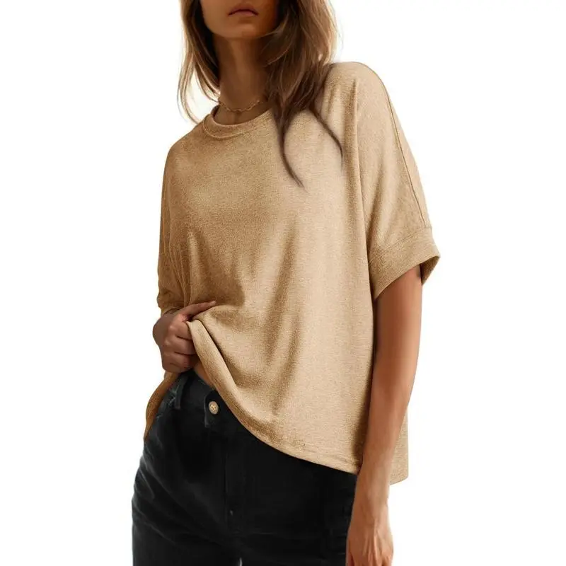 Women's Tops for Women 2026 Loose Oversized Basic Tee Comfortable Soft Fabric Flattering Fit - Womenswear
