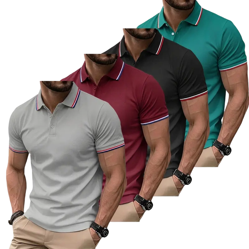 Men’s Short-Sleeve T-Shirt Pack of 12 – Solid Color, Turn-Down Collar Design, Slim Fit, Business Casual, Comfortable Undershirt