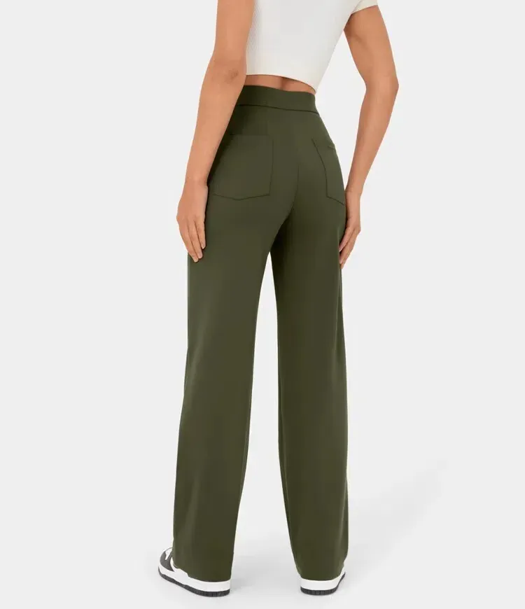 🔥Last Day 49% OFF🔥High Waisted Button Multiple Pockets Straight Leg Casual Pants