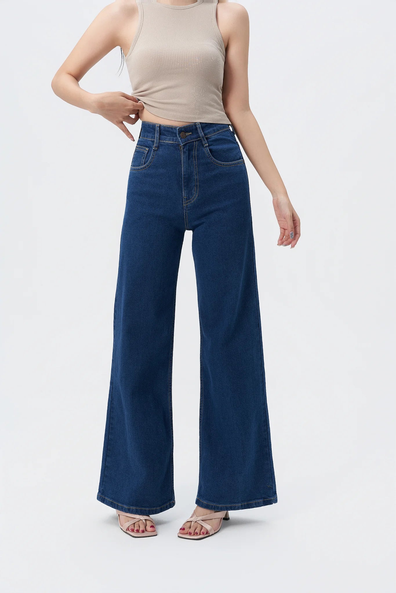 True Blue Wide Leg High Rise jeans