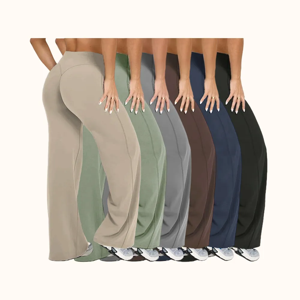 Women's Solid Color Sporty Yoga Pants, Casual Bottoms, Comfortable Flare Leggings