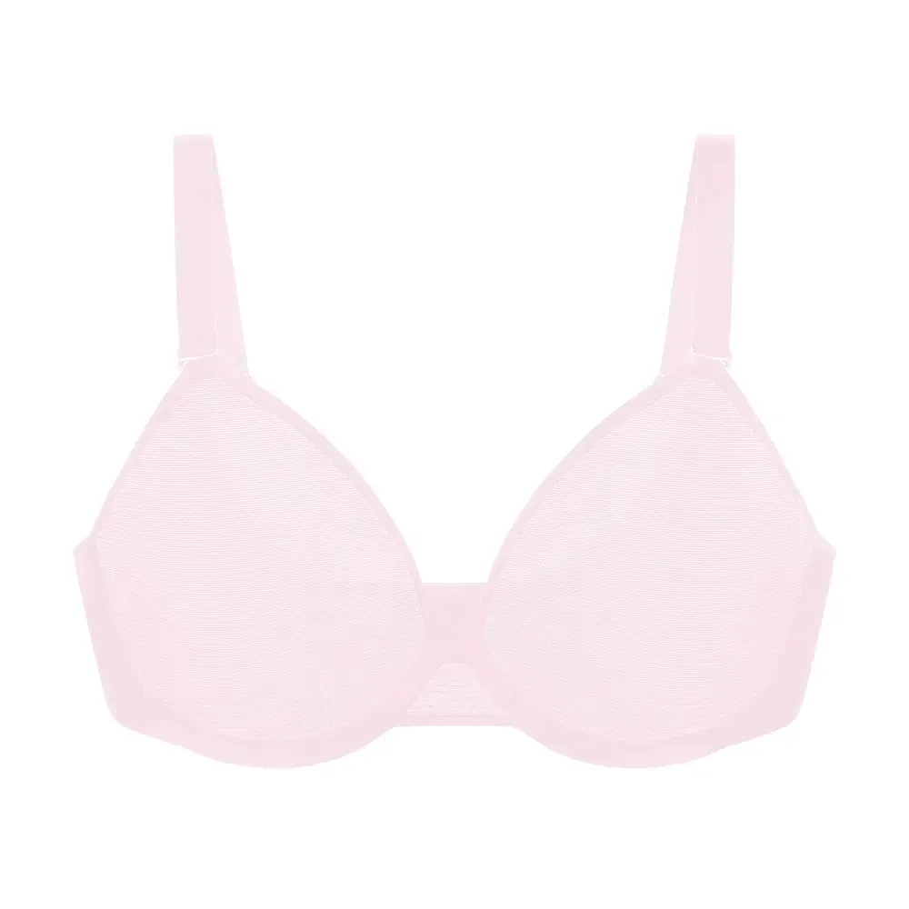 Bra Summer Breathable Unlined Soft Sheer Mesh Underwire Support Transparent Lightweight Non Padded Minimizer Bra