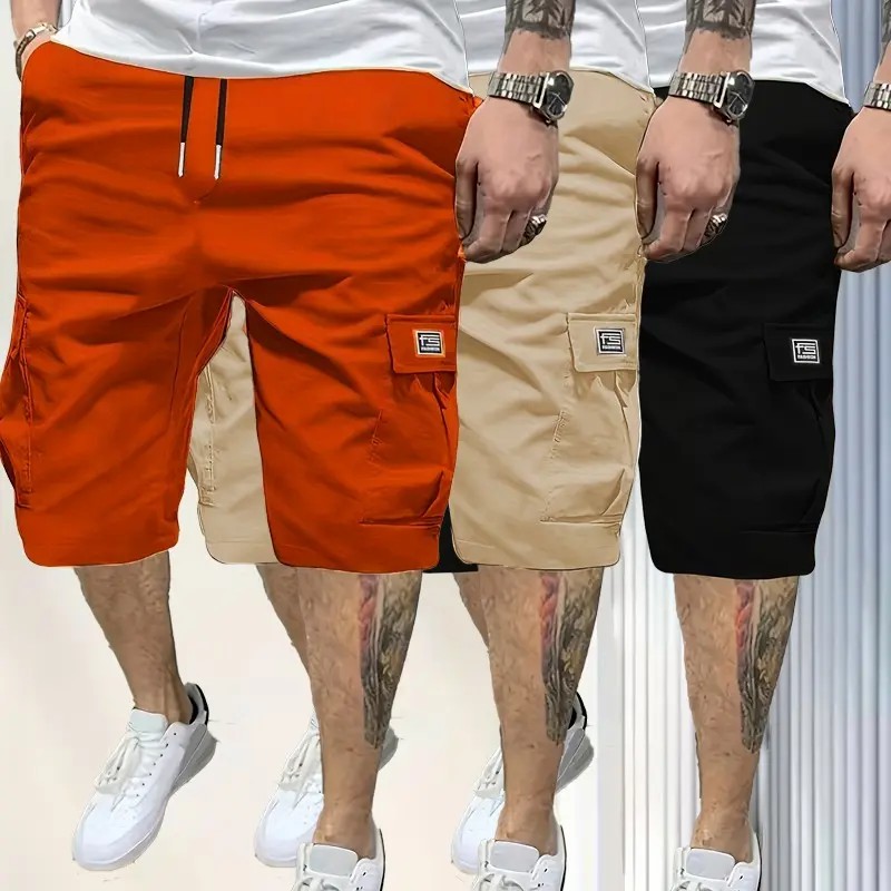 Men's Multi-Pocket Cargo Shorts Casual Streetwear Set