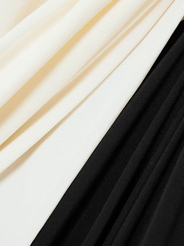 Contrast Color Long Sleeves Loose V-neck Maxi Dresses Evening Dresses