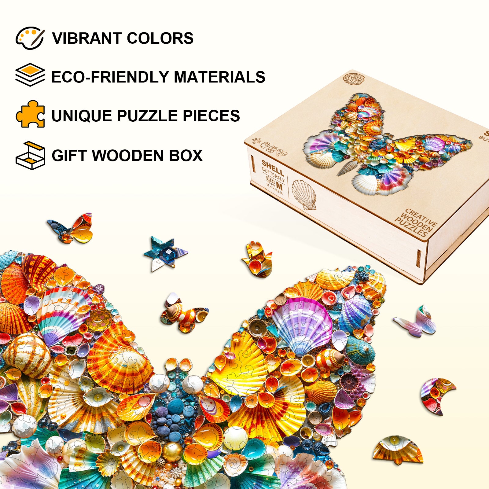shell butterfly Wooden Jigsaw Puzzle