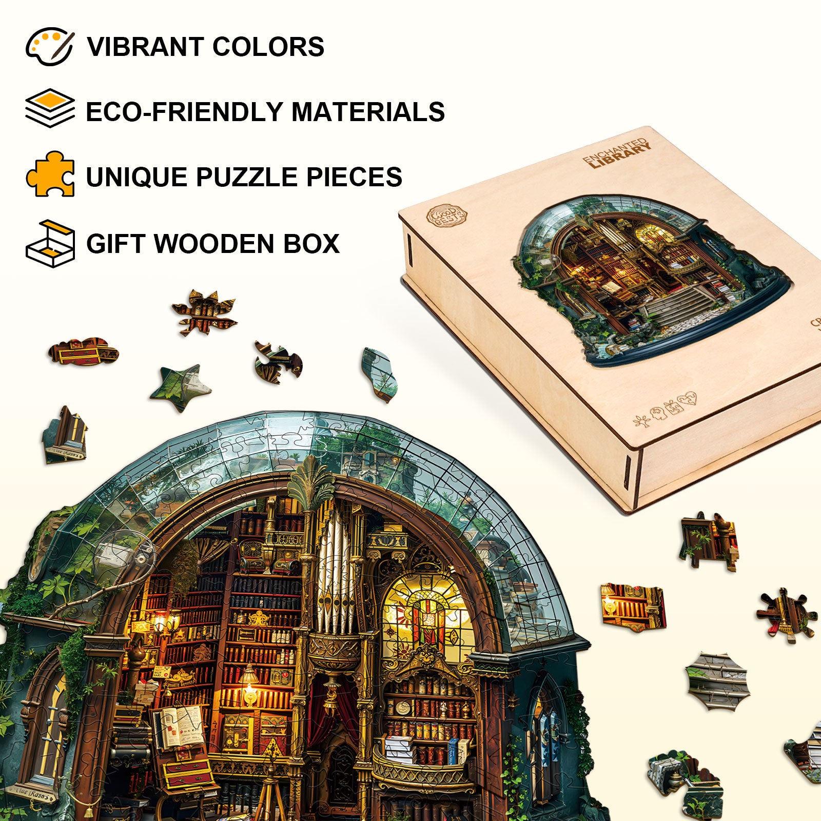 Enchanted Library Wooden Jigsaw Puzzle