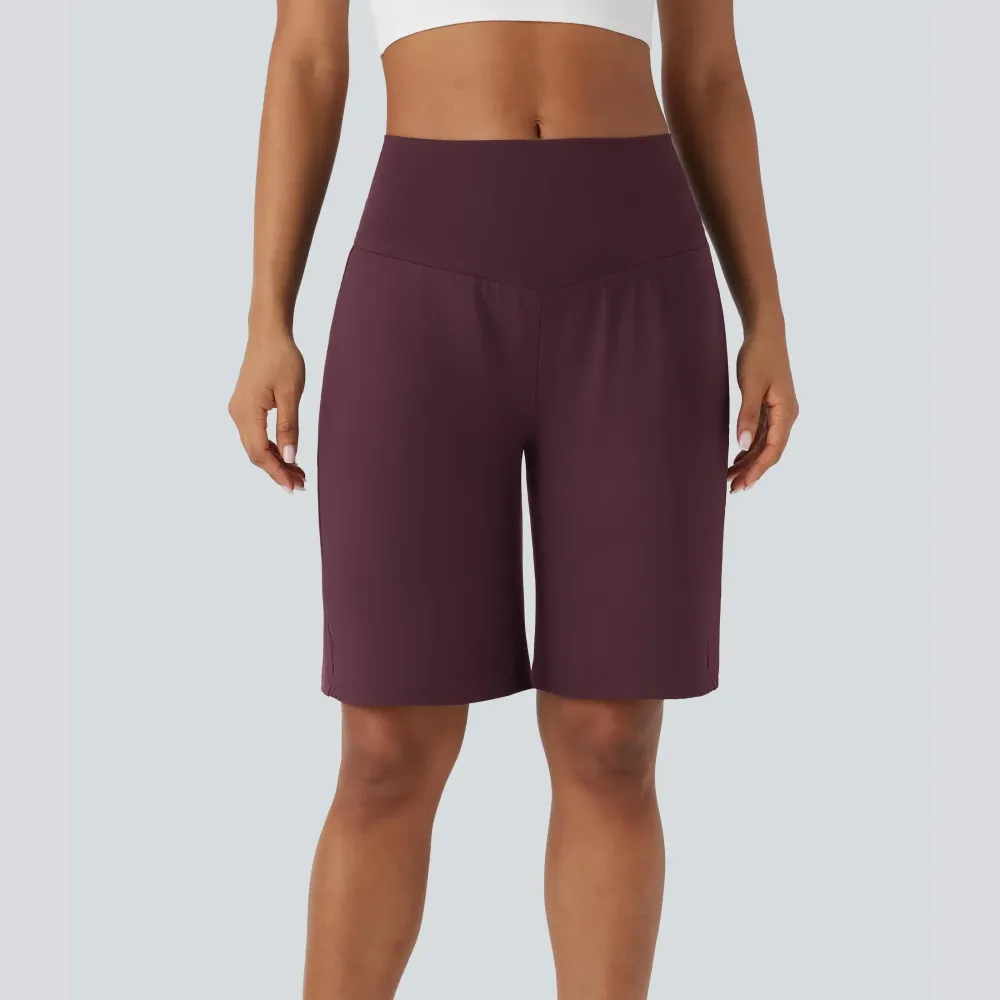 Airy High Waisted Pockets Cool Touch Yoga Bermuda Shorts
