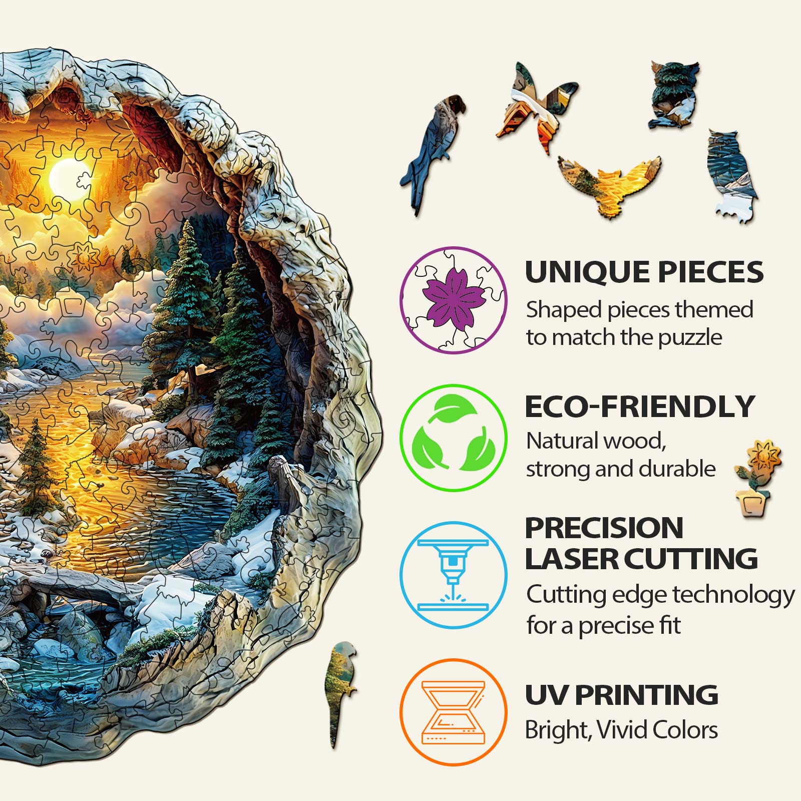 3D Winter Scene Wooden Jigsaw Puzzle