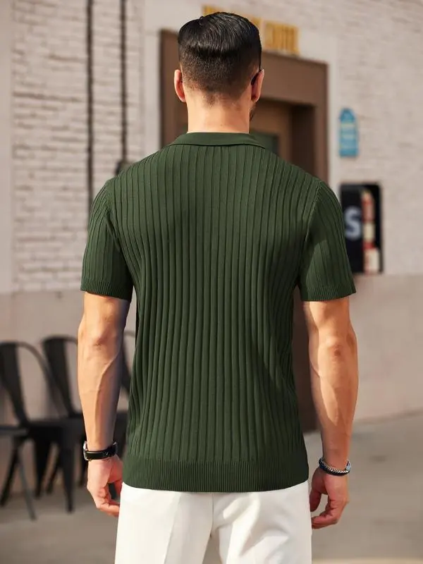 New York Fashion Week Men's Zip-Up Short-Sleeve Polo Shirt