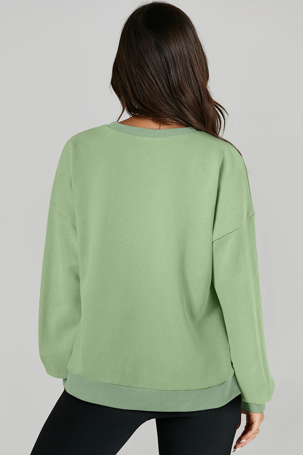 Smoke Solid O Neck High Low Hem Pullover Sweatshirt
