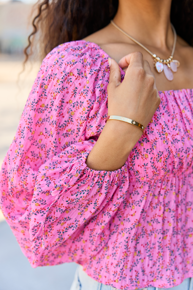Evelina Pink Floral Ruched Babydoll Top