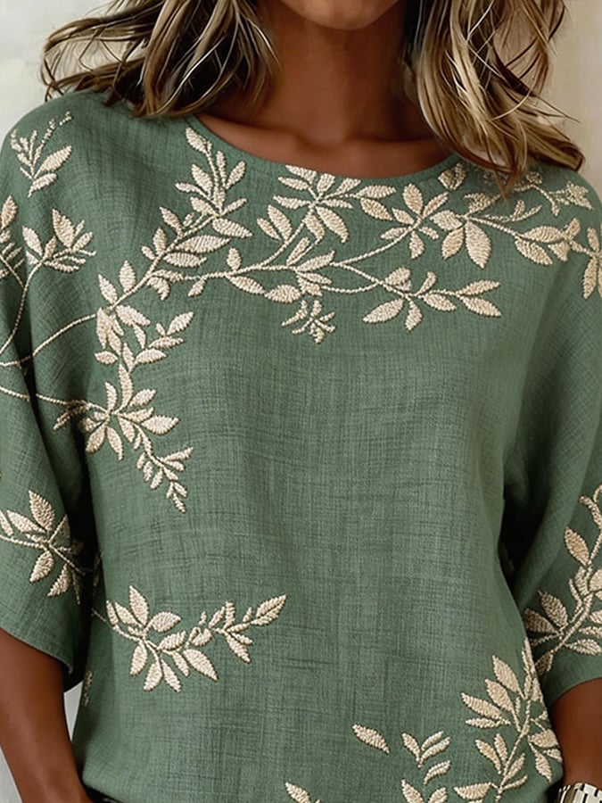 Women's Casual Round Neck Printed Short-Sleeve Top- Fast Shipping