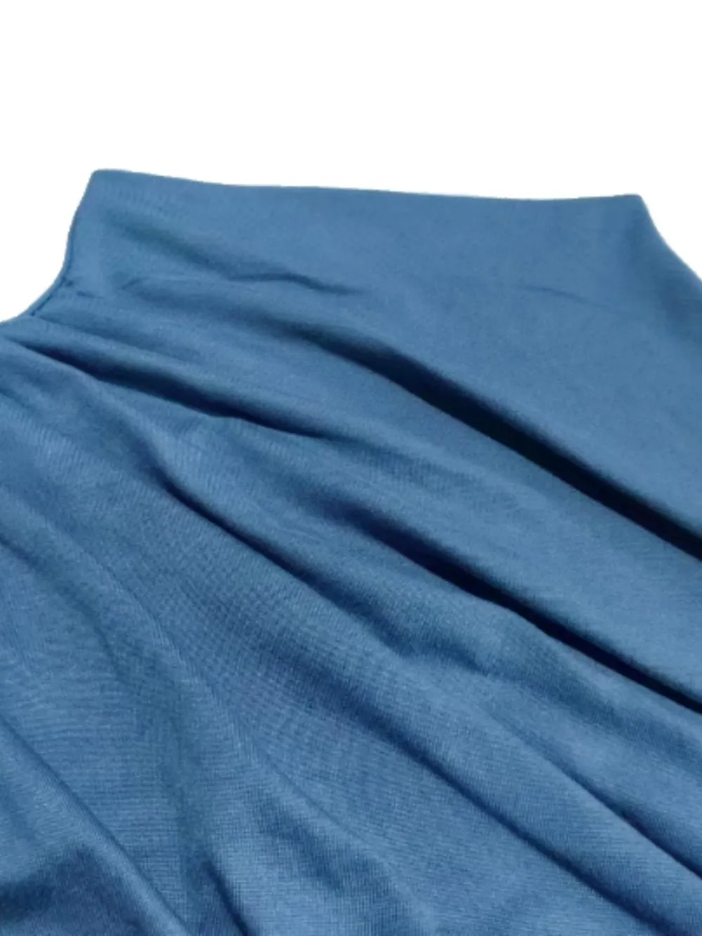 Women's Slim Fit Ruched Asymmetrical Top, High Neck Short Sleeve Knit T-Shirt, Casual Plain Design