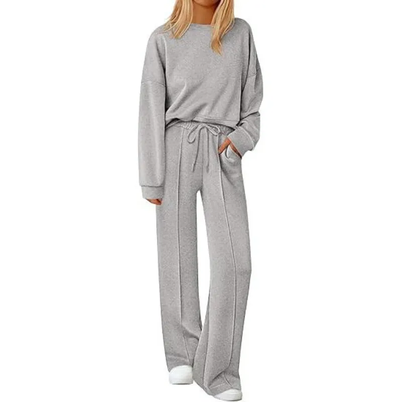🔥Women's Long-Sleeved Sweatshirt and Wide-Leg Pants Set🔥