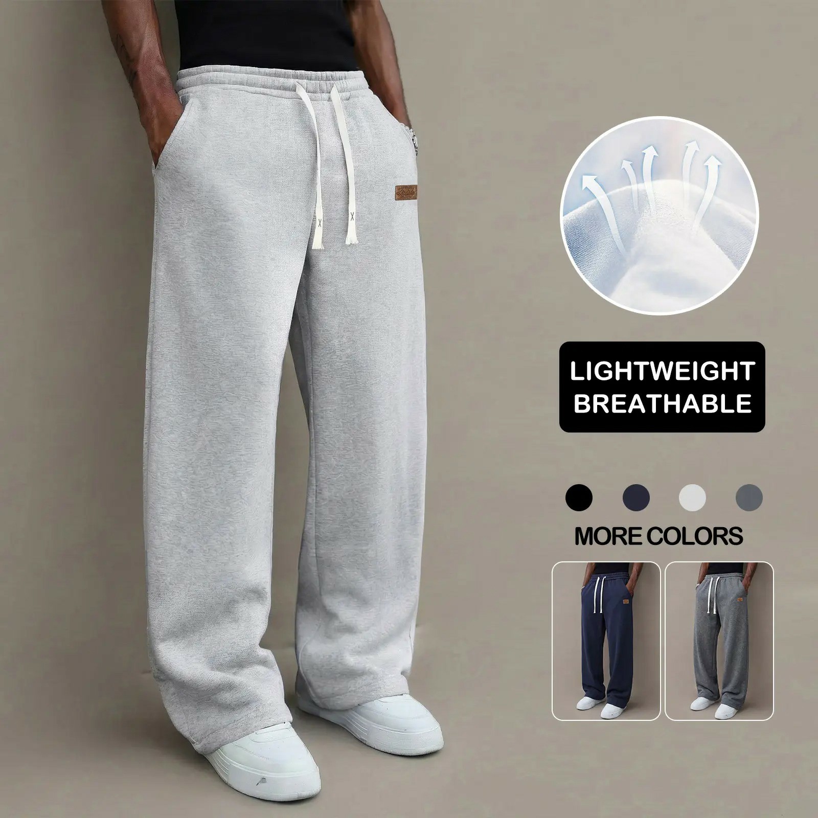 Men's Lightweight Drawstring Casual Pants – Stretch Straight-Leg Summer Trousers