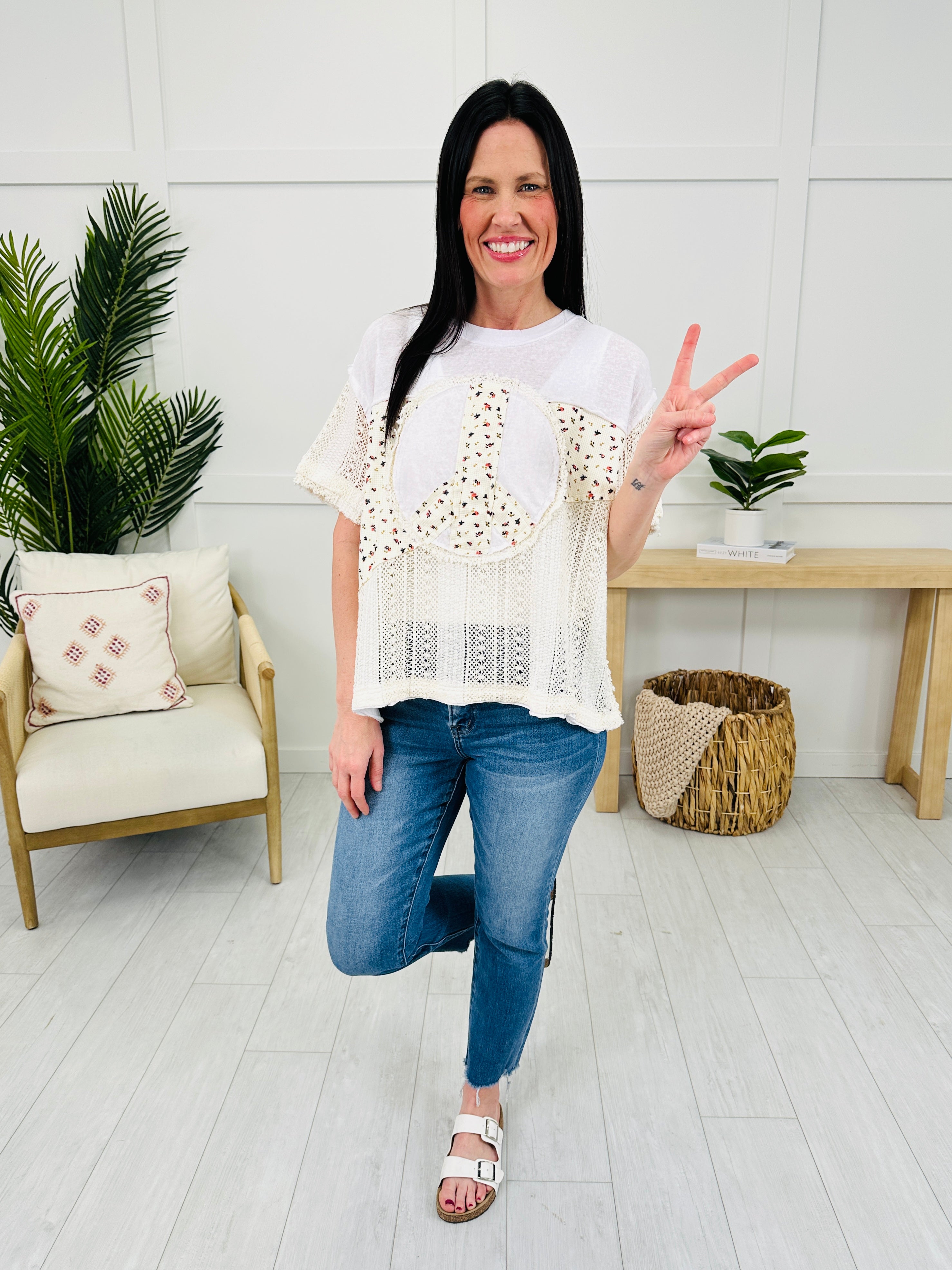 Harmony Stitch Top In Ivory Multi