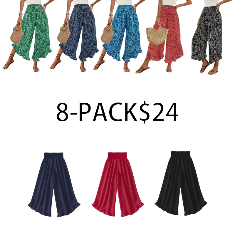 Women's Ditsy Floral Print Wide Leg Pants – Casual Summer Trousers