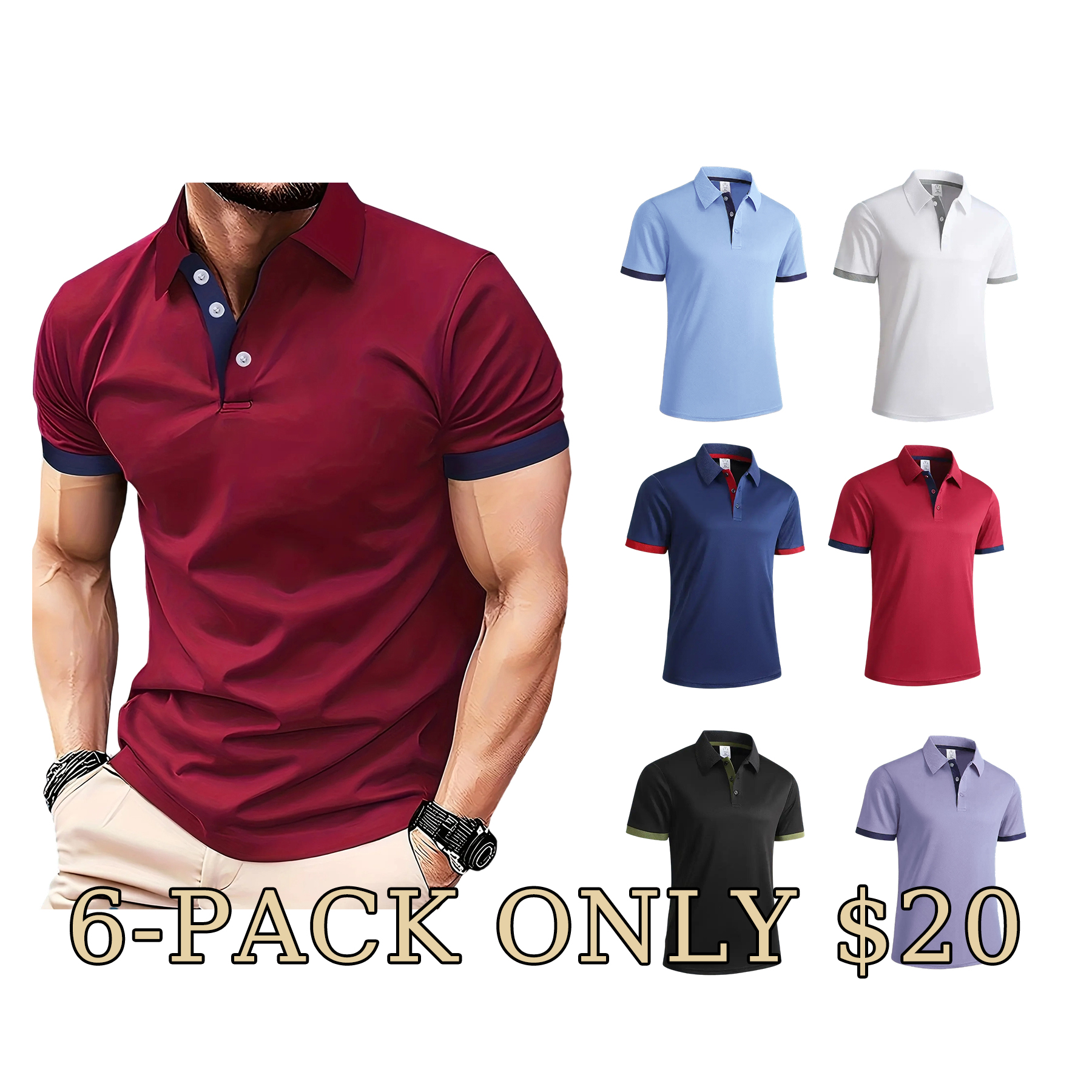 Men's Soft Breathable Business Casual Polo Shirt