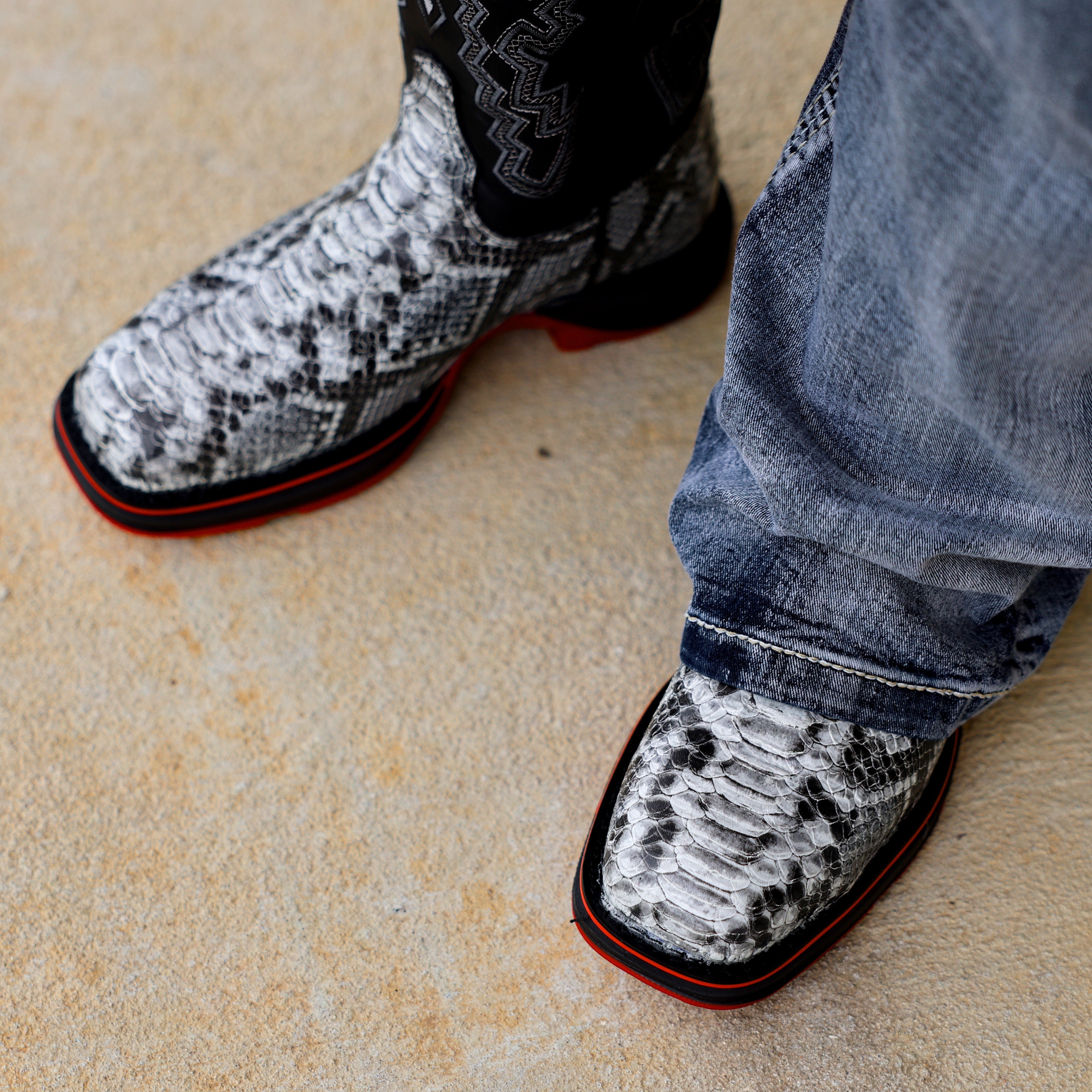 Natural Python Leather Boots With 3D Lightweight Sole - Composite Toe